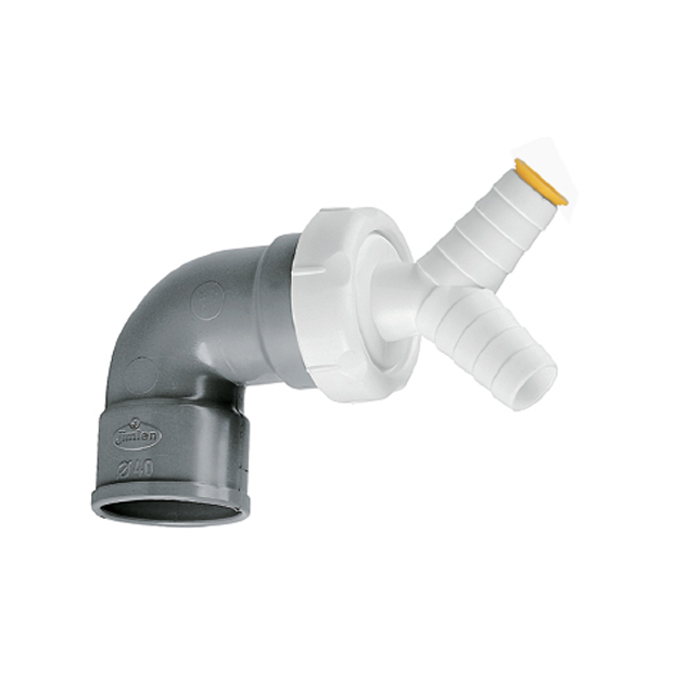 Raccord 90&deg; double avec prise machine à laver, type A-123