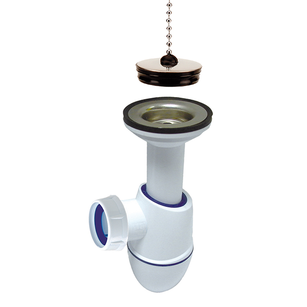 Siphon bouteille avec bouchon en caoutchouc et chaîne, type BM217